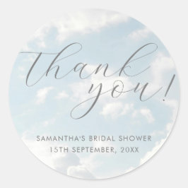 Cloud Nine Blau Bewolkte Lucht Elegante Bruidsmeis Ronde Sticker