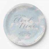 Cloud Nine Blau Bewolkte Lucht Moderne Bruidsdouch Papieren Bordje (Voorkant)