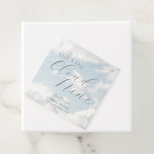 Cloud Nine Blauw Bewolkte Lucht Moderne Bruidsdouc Bedankjes Labels (In situ)
