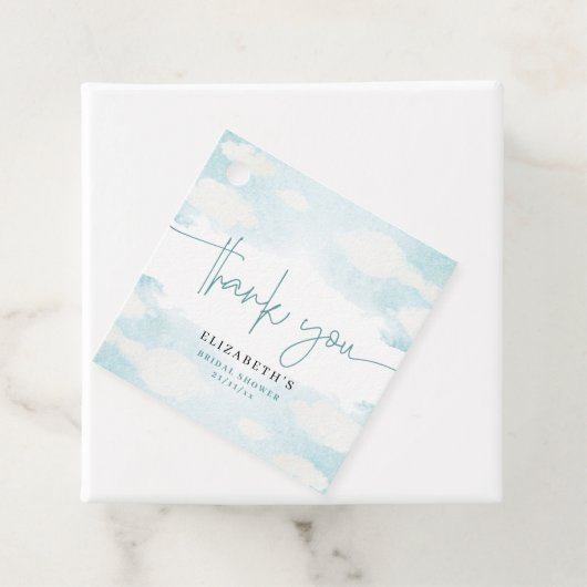 Cloud Nine Blauw en Wit Bruidsdouche bedankt Bedankjes Labels (In situ)