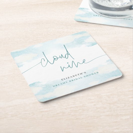 Cloud Nine Blauw en Wit Vrijgezellenfeest dromerig Kartonnen Onderzetters (Schuin)