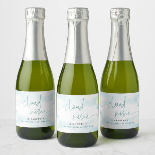 Cloud Nine Blauw en Wit Vrijgezellenfeest droom mi Sparkling Wijnetiket