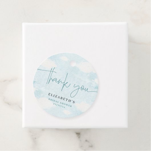 Cloud Nine Blauw en Witte Bruidsdouche bedankt Bedankjes Labels (In situ)