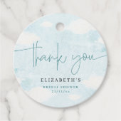 Cloud Nine Blauw en Witte Bruidsdouche bedankt Bedankjes Labels (Voorkant)