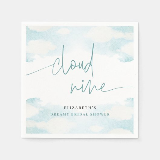 Cloud Nine Blauw en Witte Bruidsdouche dromerig Servet (Voorkant)