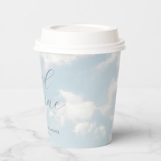 Cloud Nine Blauwe Bewolkte Hemel Moderne Bruidsdou Papieren Bekers (Links)