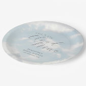Cloud Nine Blauwe Bewolkte Hemel Moderne Bruidsdou Papieren Bordje (Gekanteld)