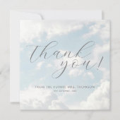 Cloud Nine Blauwe Bewolkte Lucht Elegante Bruidsbo Bedankkaart (Voorkant)