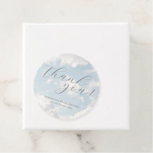 Cloud Nine Blauwe Bewolkte Lucht Elegante Bruidsdo Bedankjes Labels