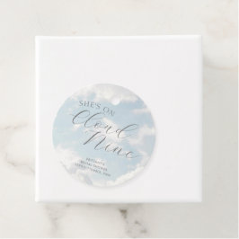Cloud Nine Blauwe Bewolkte Lucht Huidige Bruidsdou Bedankjes Labels