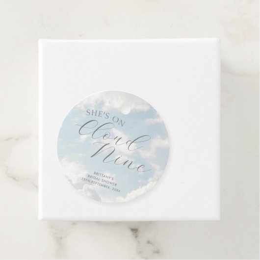 Cloud Nine Blauwe Bewolkte Lucht Huidige Bruidsdou Bedankjes Labels (In situ)