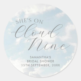 Cloud Nine Blauwe Bewolkte Lucht Huidige Bruidsdou Ronde Sticker