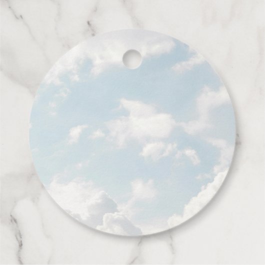 Cloud Nine Blauwe Bewolkte Lucht Moderne Bruidsdou Bedankjes Labels (Achterkant)