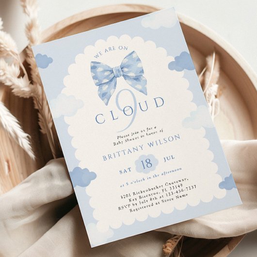 Cloud Nine Blue Baby shower Kaart