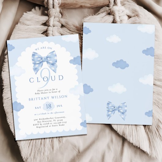 Cloud Nine Blue Baby shower Kaart