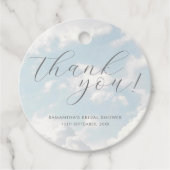 Cloud Nine Blue Cloudy Sky Elegant Vrijgezellenfee Bedankjes Labels (Voorkant)