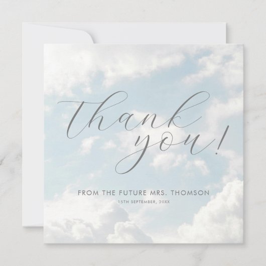 Cloud Nine Blue Cloudy Sky Elegant Vrijgezellenfee Bedankkaart (Voorkant)