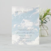 Cloud Nine Blue Cloudy Sky Modern Vrijgezellenfees Folie Uitnodiging (Staand Voorkant)