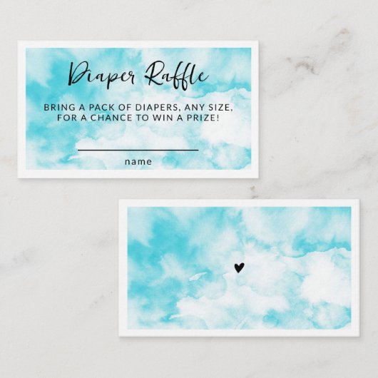 Cloud Nine Blue Modern Waterverf Baby shower Informatiekaartje (Voorkant / Achterkant)