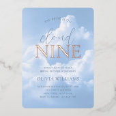 Cloud Nine Blue Sky Clouds-Vrijgezellenfeest Folie Uitnodiging (Voorkant)