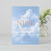 Cloud Nine Blue Sky Clouds-Vrijgezellenfeest Folie Uitnodiging (Staand Voorkant)