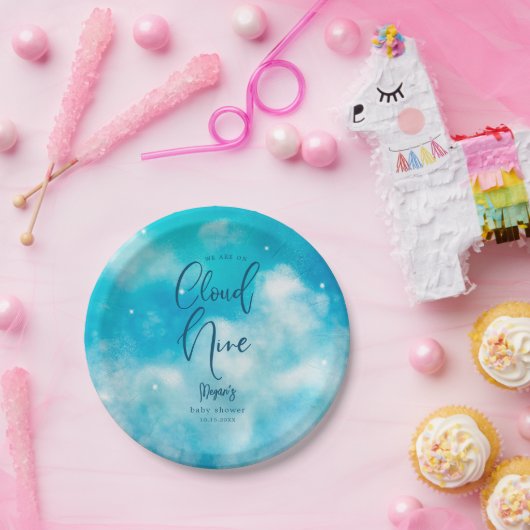 Cloud Nine Boy Baby shower Papieren Bordje (Feest)