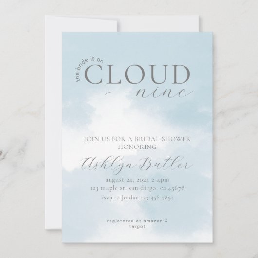 Cloud Nine Bridal Shower Uitnodiging (Voorkant)