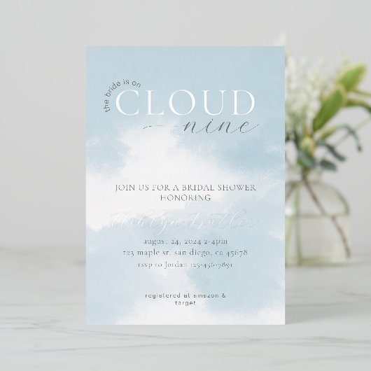Cloud Nine Bridal Shower Uitnodiging (Staand Voorkant)