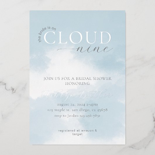 Cloud Nine Bruidsfeest Uitnodiging (Voorkant)