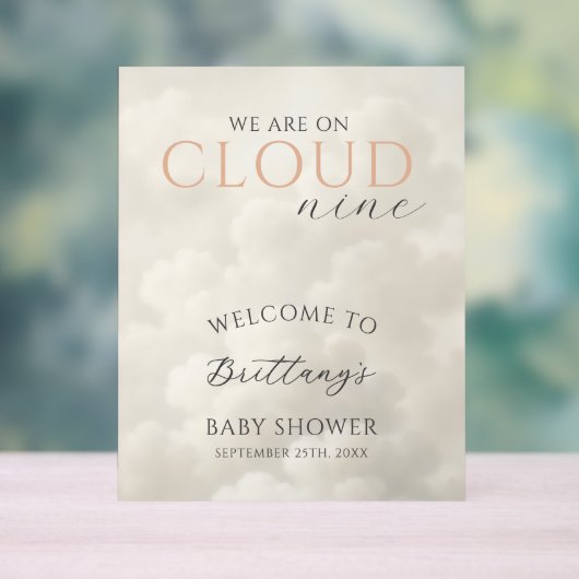 Cloud Nine Clouds Baby Shower Welcome Acryl Bord (Neutraal)