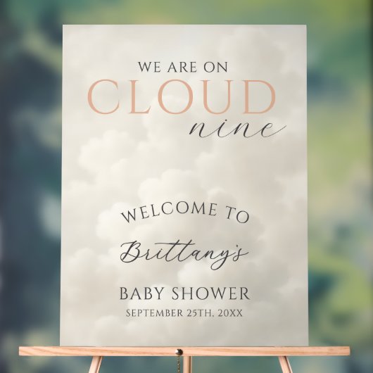 Cloud Nine Clouds Baby Shower Welcome Acryl Bord (Neutraal)
