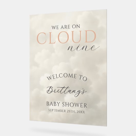 Cloud Nine Clouds Baby Shower Welcome Acryl Bord (Hoek)