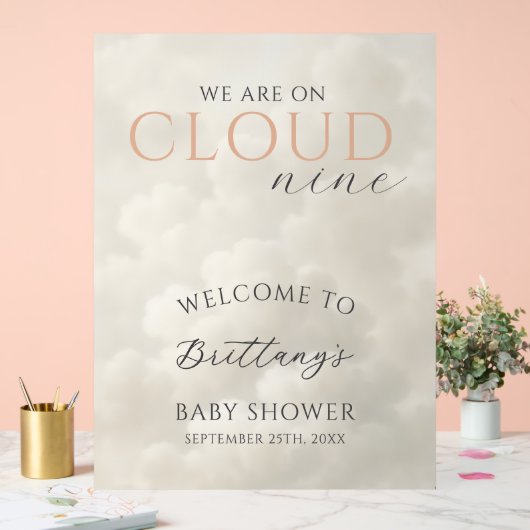 Cloud Nine Clouds Baby Shower Welcome Acryl Bord (Huwelijk)
