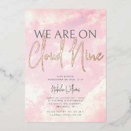 Cloud Nine Clouds Sky Baby shower Folie Uitnodigin Folie Uitnodiging