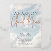 Cloud Nine Clouds Sky Baby shower Folie Uitnodigin Folie Uitnodiging (Voorkant)