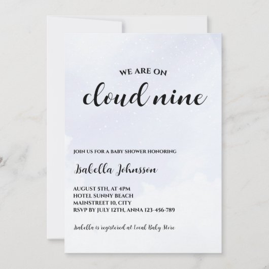 Cloud Nine Clouds Sky Minimalistisch Baby shower Kaart (Voorkant)