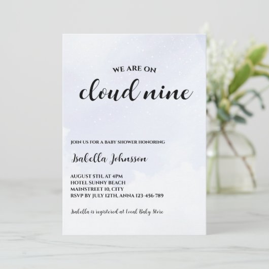 Cloud Nine Clouds Sky Minimalistisch Baby shower Kaart (Staand voorkant)