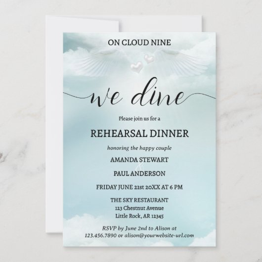 Cloud Nine Dream bruiloft repetitie diner Kaart (Voorkant)