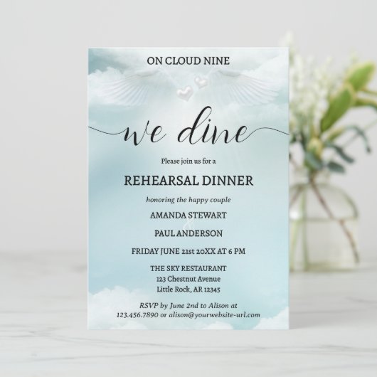 Cloud Nine Dream bruiloft repetitie diner Kaart (Staand voorkant)