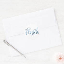 Cloud nine eenvoudige script bruidsdouche ronde sticker