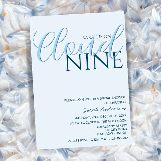 Cloud Nine Eenvoudige Typografie blauw vrijgezelle Kaart