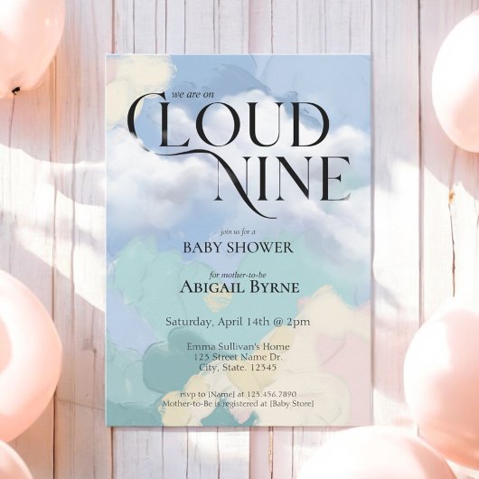 Cloud Nine Elegant Pastel Baby shower Kaart