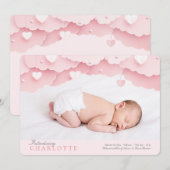Cloud Nine Foto geboorteaankondiging Roze Aankondiging (Voorkant / Achterkant)