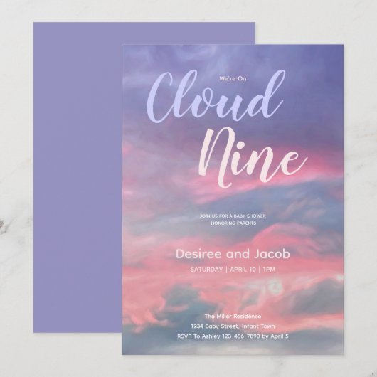 Cloud Nine Gender Neutral Baby Shower Invitations Kaart (Voorkant / Achterkant)