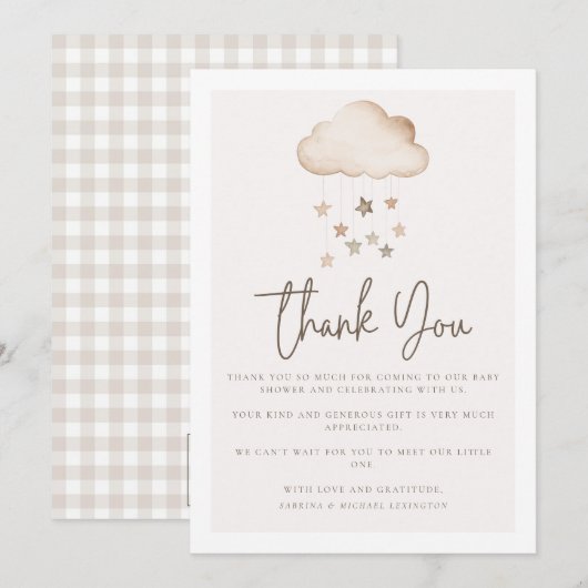 Cloud Nine Genderneutraal Baby shower Bedankt Kaart (Voorkant / Achterkant)