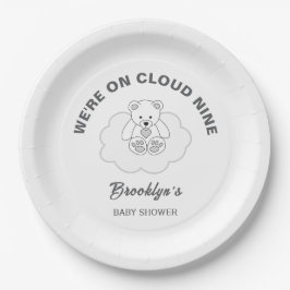 Cloud Nine Genderneutraal Baby shower Teddy Bear Papieren Bordje