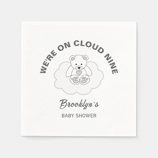 Cloud Nine Genderneutraal Baby shower Teddy Bear Servet (Voorkant)