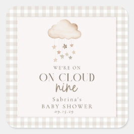 Cloud Nine Genderneutraal Baby shower Vierkante Sticker