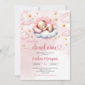 Cloud nine girl baby shower uitnodiging (Voorkant)