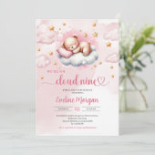 Cloud nine girl baby shower uitnodiging (Staand voorkant)